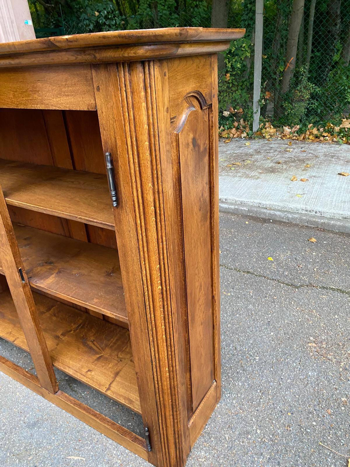 Vintage solid oak bookcase from the 18th century