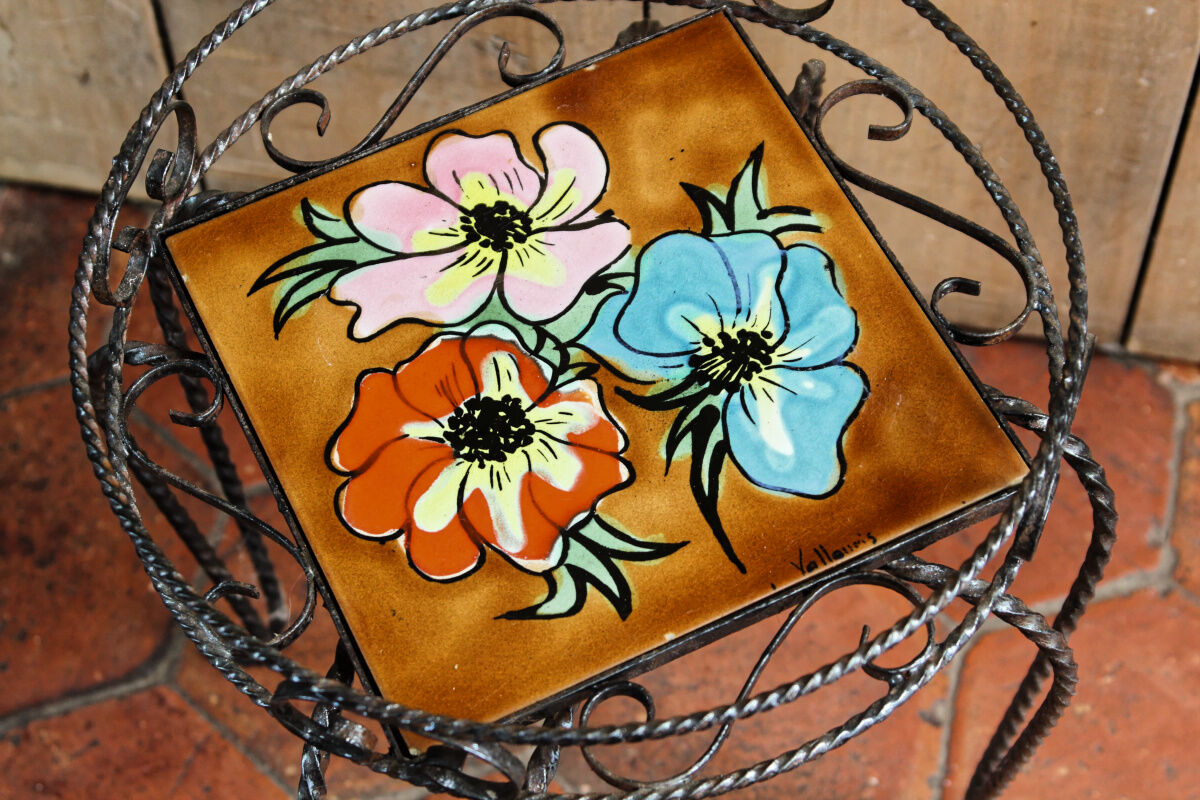 Wrought iron pedestal table Vallauris