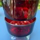 Set of 6 ruby red glass dessert bowls on a pedestal – France – Wine