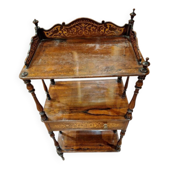 Small three-tiered shelf in mahogany marquetry