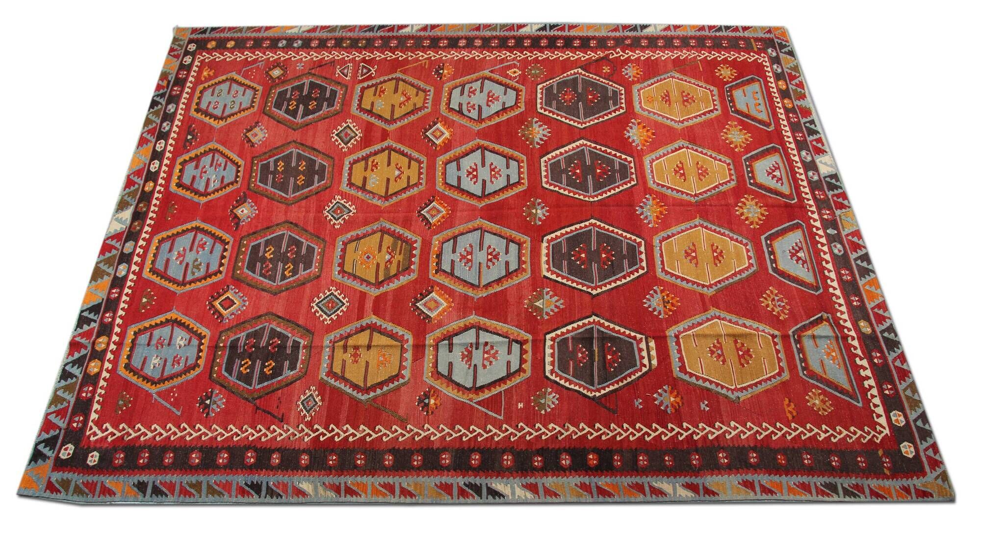 Rare Handmade Sarkishla Kilim Oriental Rug Antique Wool Turkish Kilim