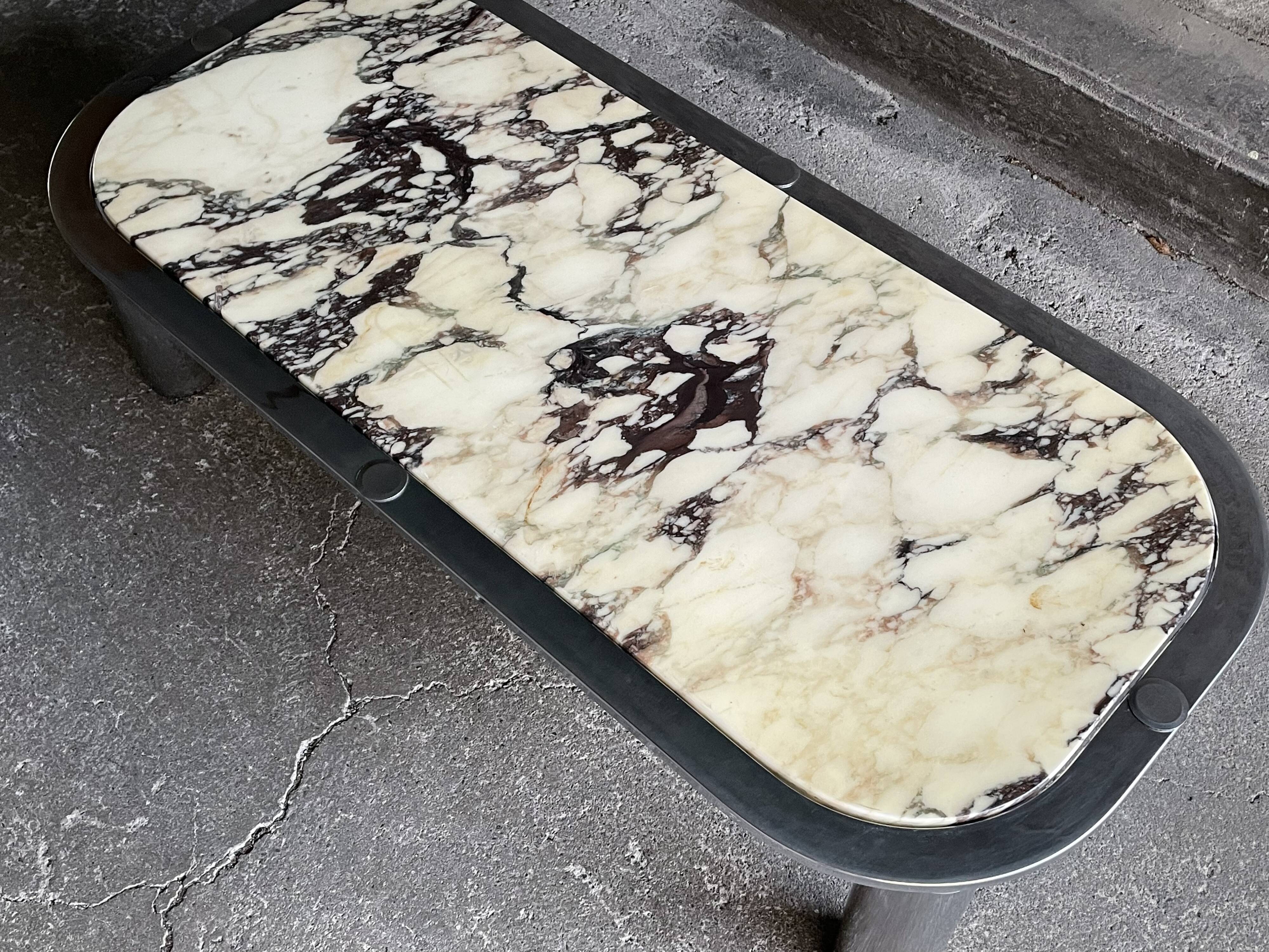 Italian marble and chrome coffee table, 1970s