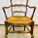 Straw wood armchair