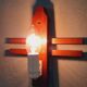 Pair of wall lamps 60s Scandinavian style teak and plexis granite