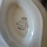 Antique sauce boat in Longwy ironstone.