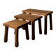 Brutalist Solid Oak Nesting Tables (Set of 3) – Dutch 1970s