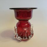 Bougeoir en verre d'art rouge
