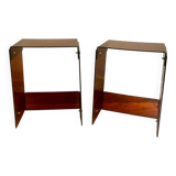 Pair of vintage smoked brown plexiglass side tables