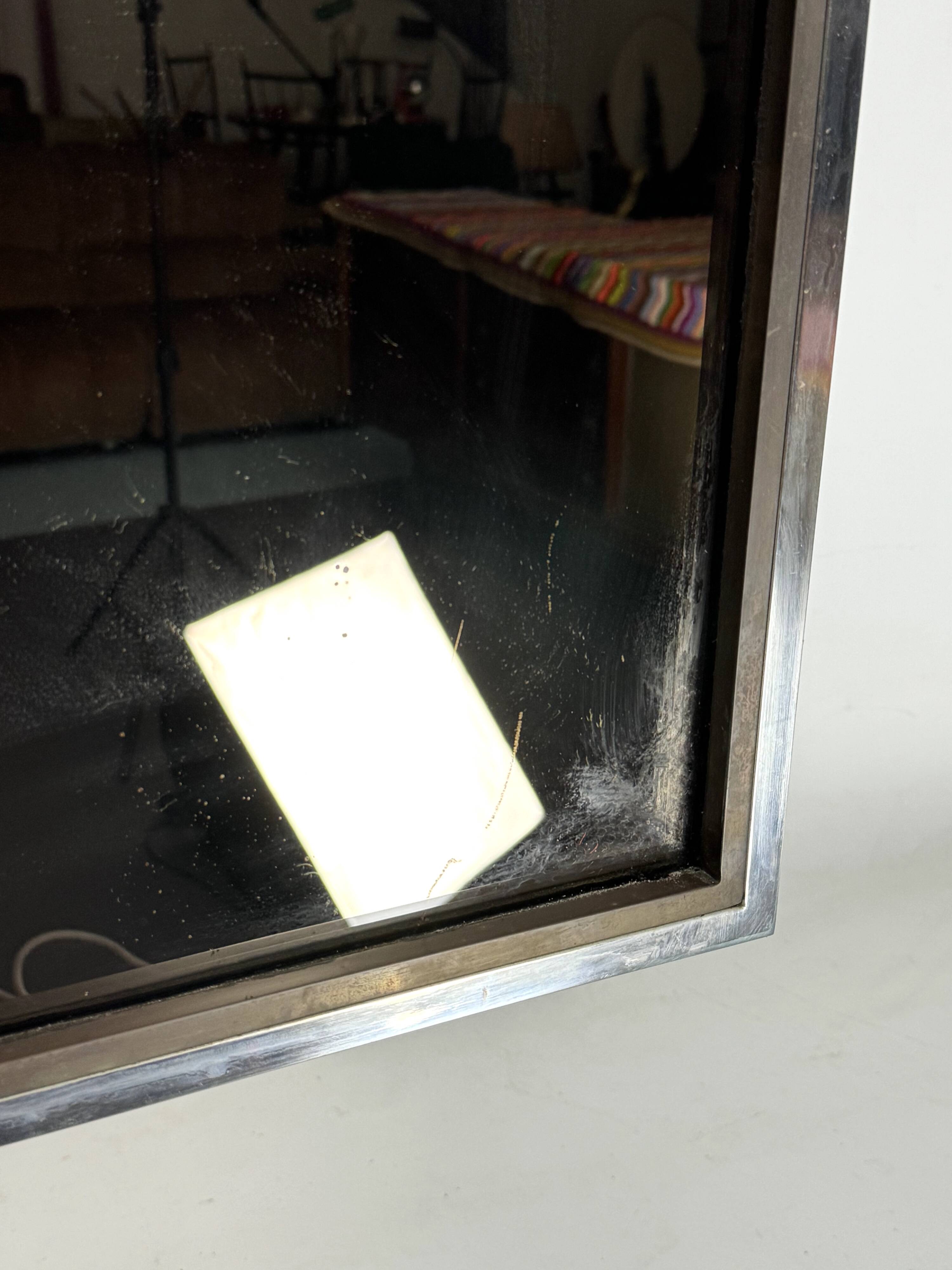 Italian vintage Romeo Rega chrome and brass mirror from 70s