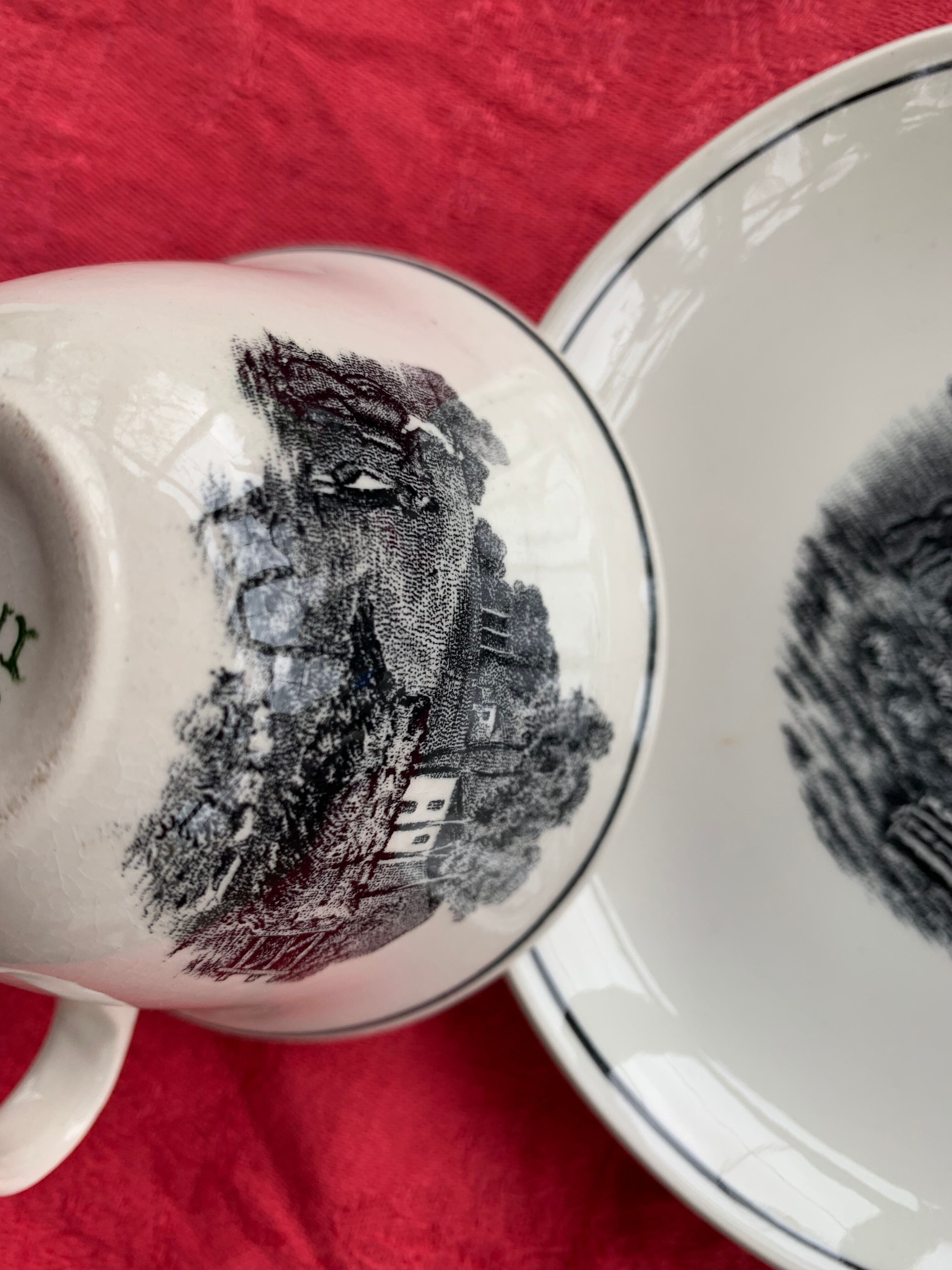 Coffee service keraluX boch Freres Belgium peasant scenes art deco