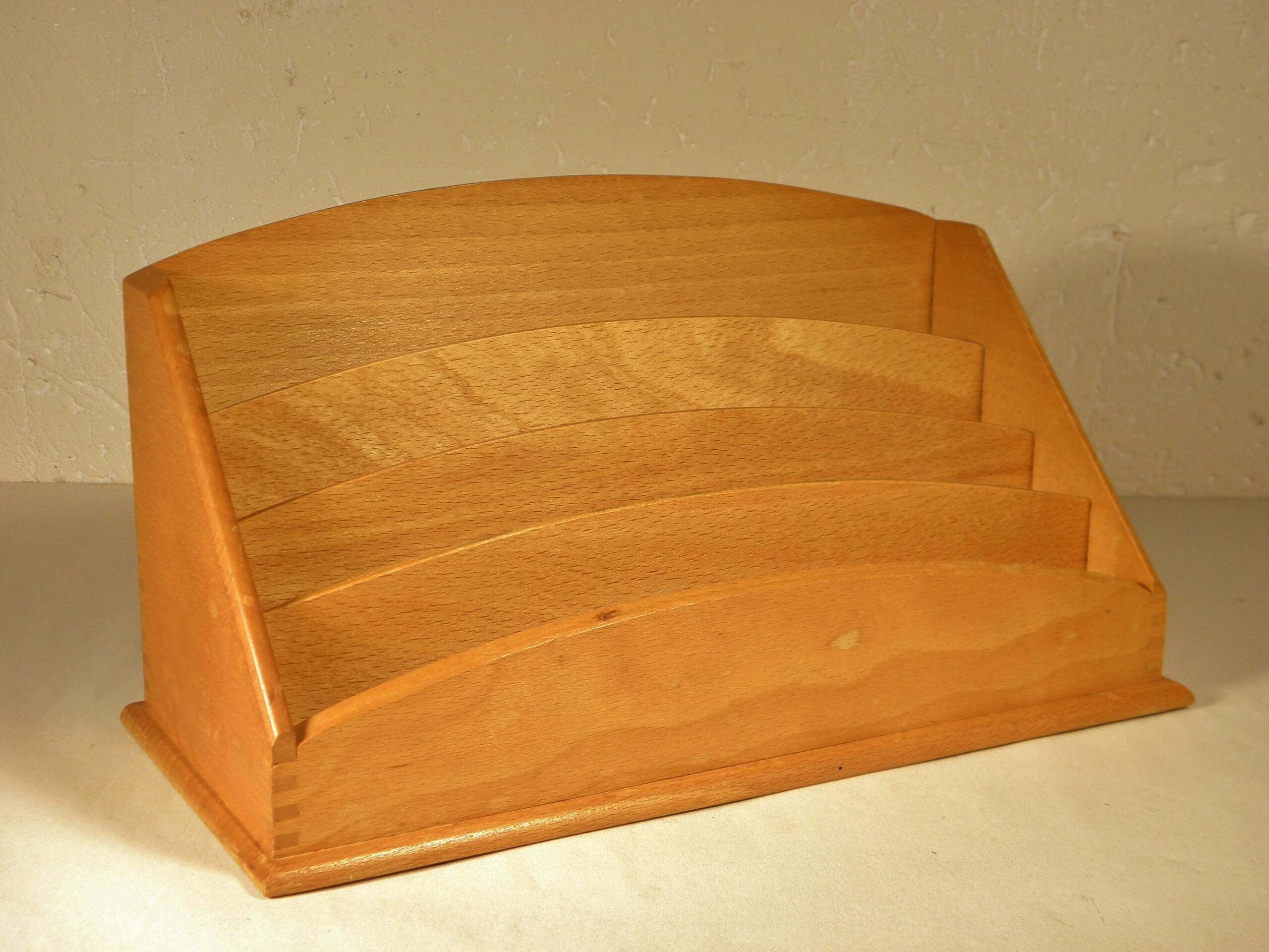 Letter holder, wooden mail holder from the 1950s