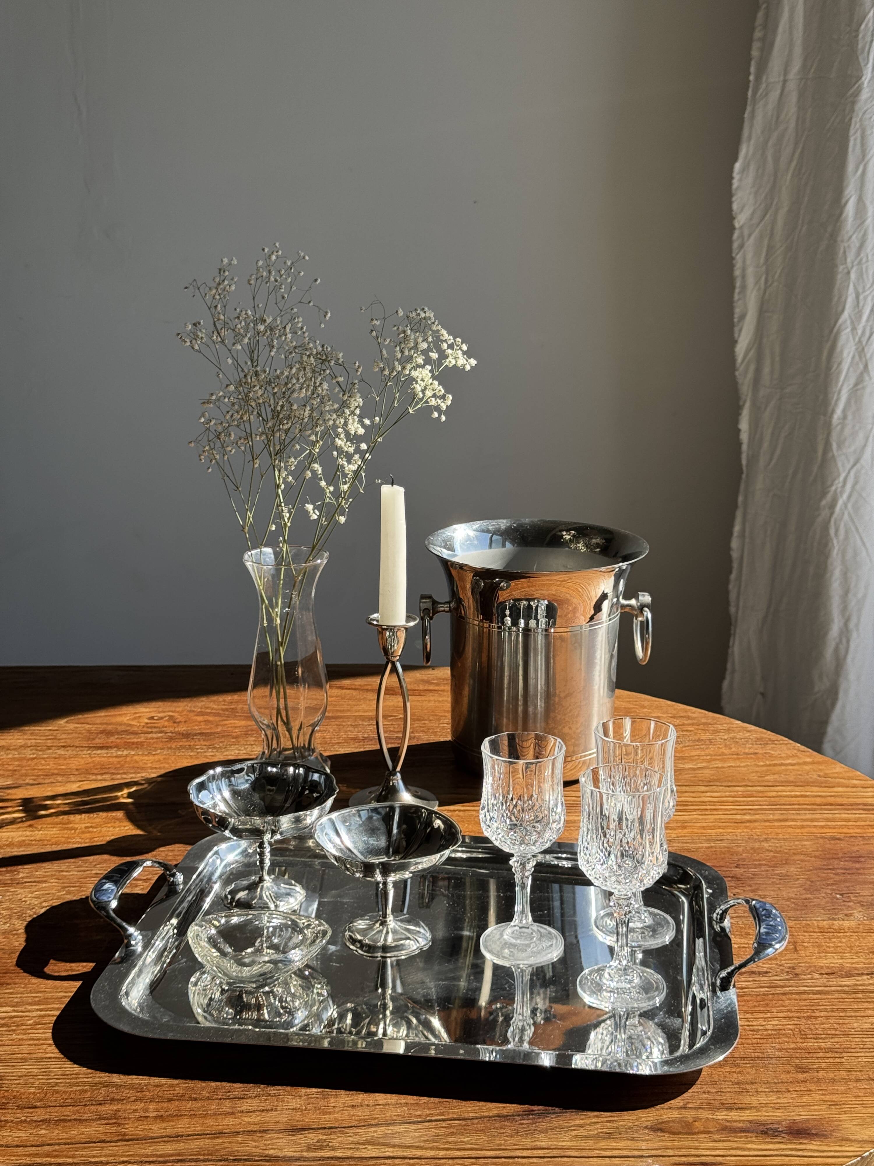 Set of 6 metal ice cream cups on flower-shaped feet