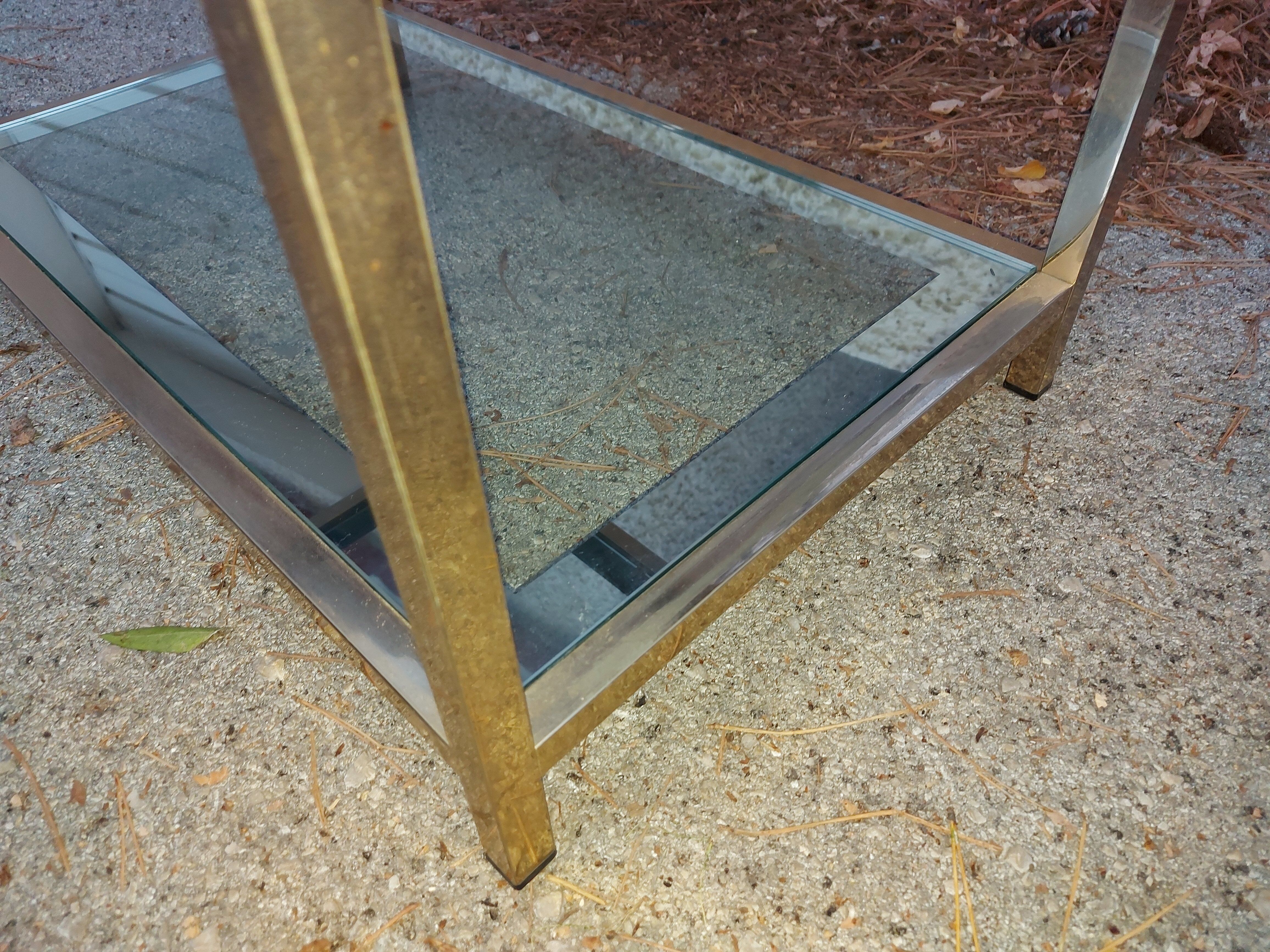 Vintage brass and glass table