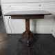 Old pedestal table with oak legs and marble top