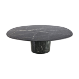 Vintage oval black marble dining table, 1970s