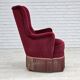 1970s, Danish highback armchair, red furniture velour, beech wood.
