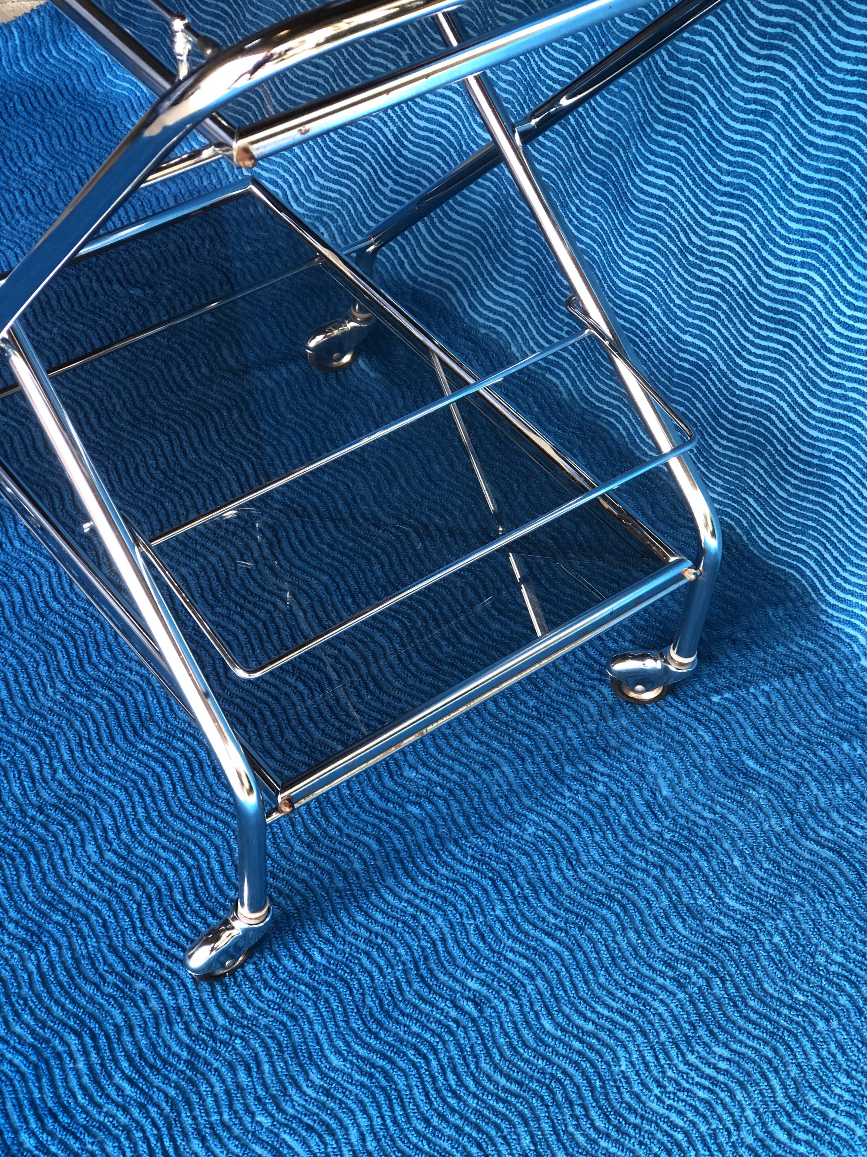 1970 folding server on wheels smoked glass