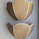 Pair of shell sconces in braided raffia