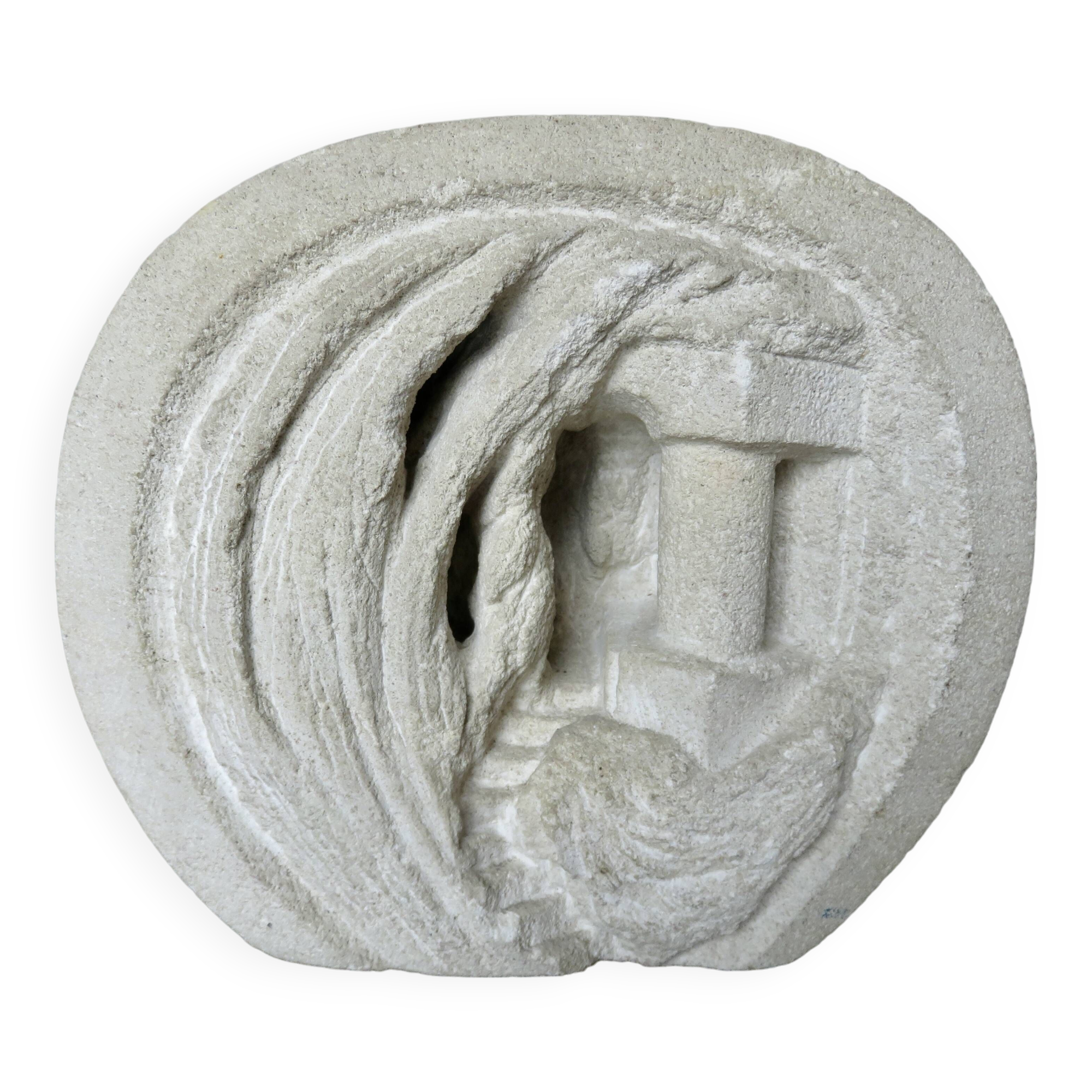 Stone sculpture lamp by Arsène Galisson, signed, 1980