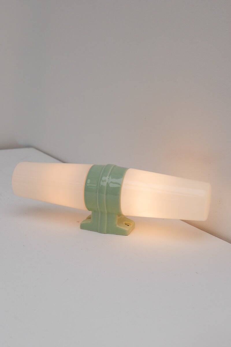 Vintage porcelain bathroom light by Sigvard Bernadotte for Ifö, 1960