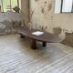 Table basse années 50 plateau bois exotique XXL