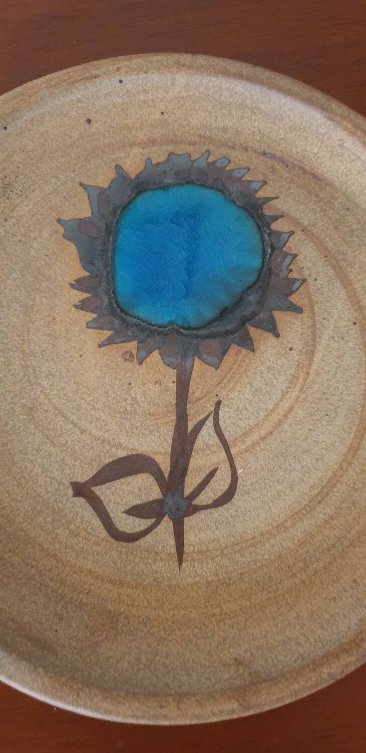 Enameled pottery plate
