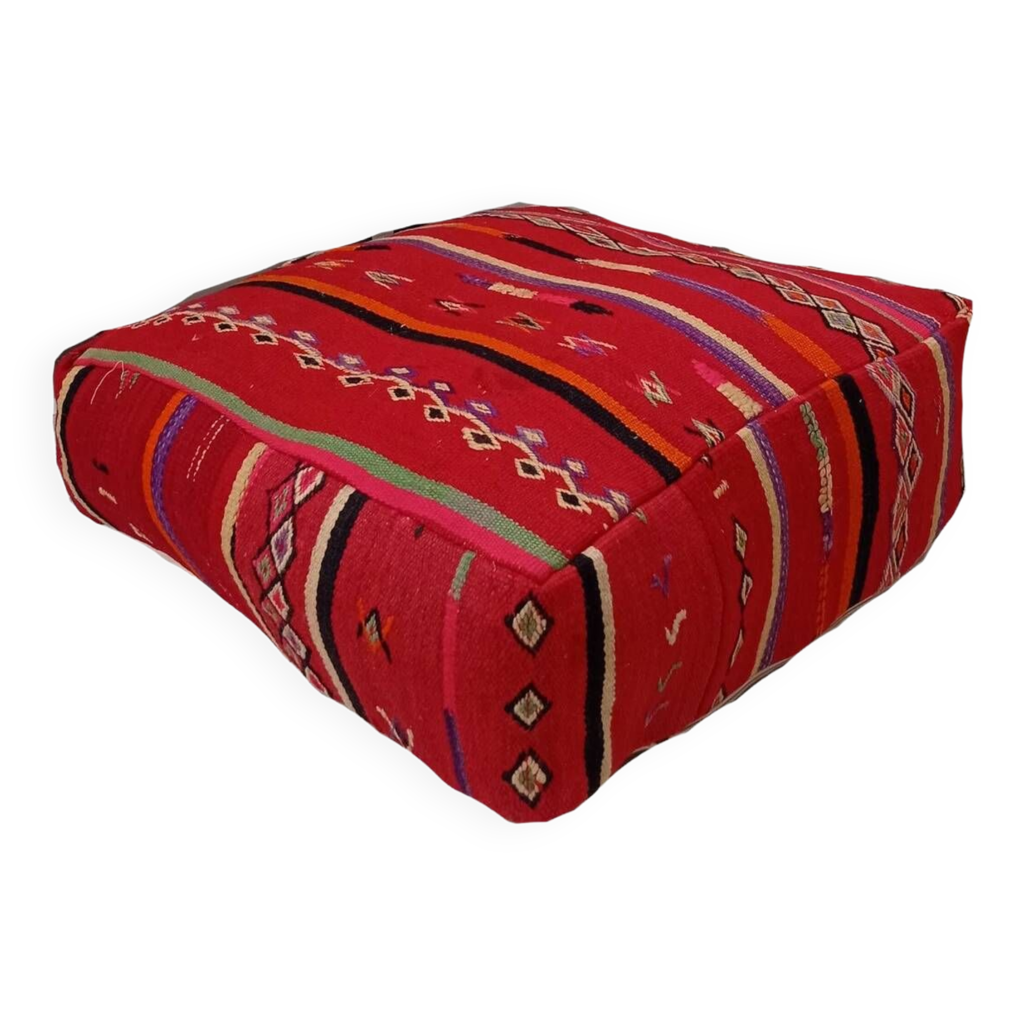 Handmade Berber pouf in wool 60 X 60 X 20 CM