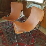 Leather and chrome chairs 1970