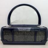 Postmodern Blue Lacquer and Black Marble Sideboard by DBM, Italy, 1980s