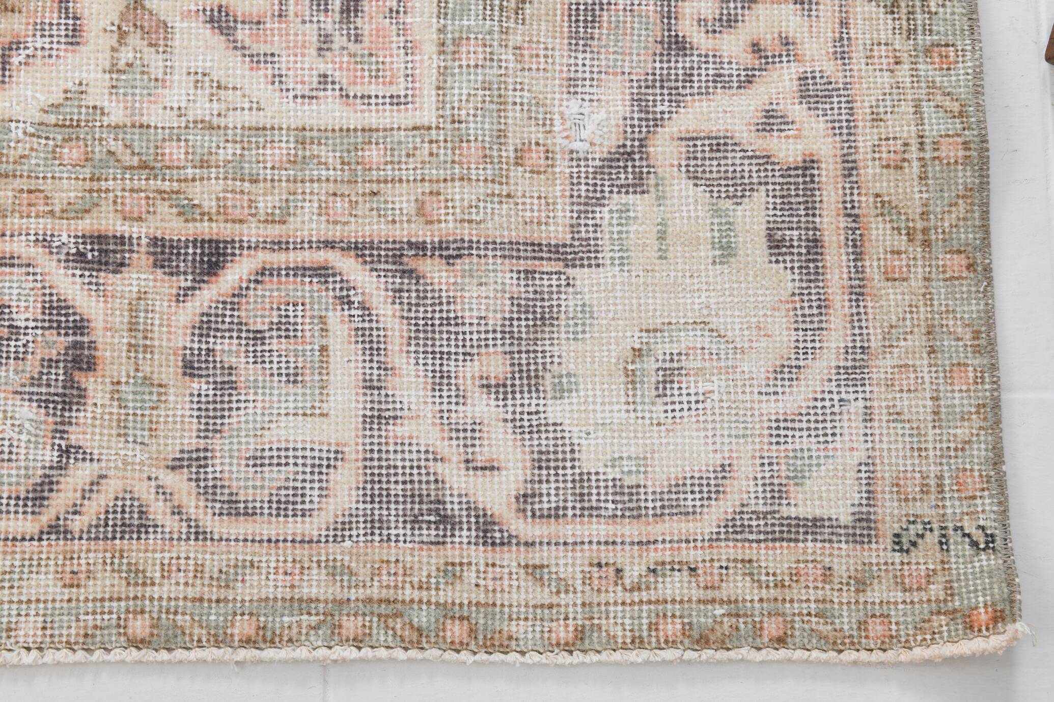 7x10 Vintage Salmon Pink Classic Madallion Turkish Rug, 219x314Cm