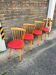 (Lot) 4 Baumann Chairs Compass Legs Vintage Red