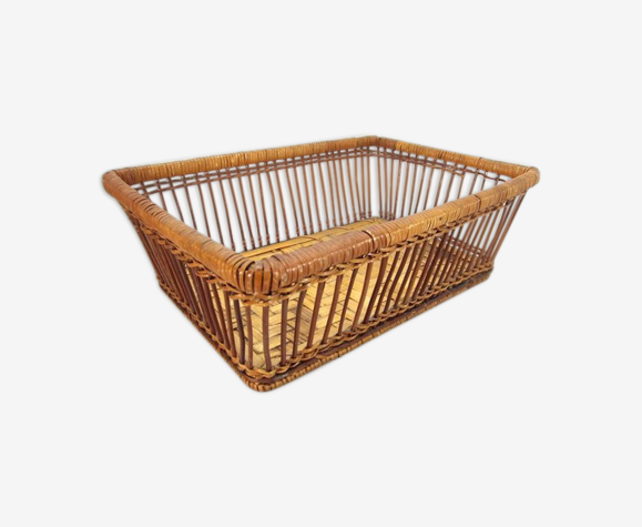 Panier tressé en bambou vintage