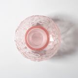 Vintage Small Pink Pressed Glass Vase with Flowers Pattern / Italy / 1960s