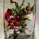 Unique whisky glass with a poppy design, handmade and signed by M.B.