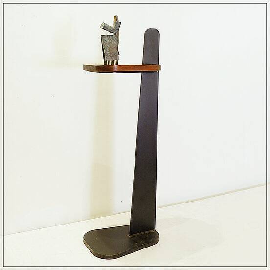 Metal and wood pedestal