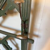 Porte manteau vestiaire art déco en bois patiné vert