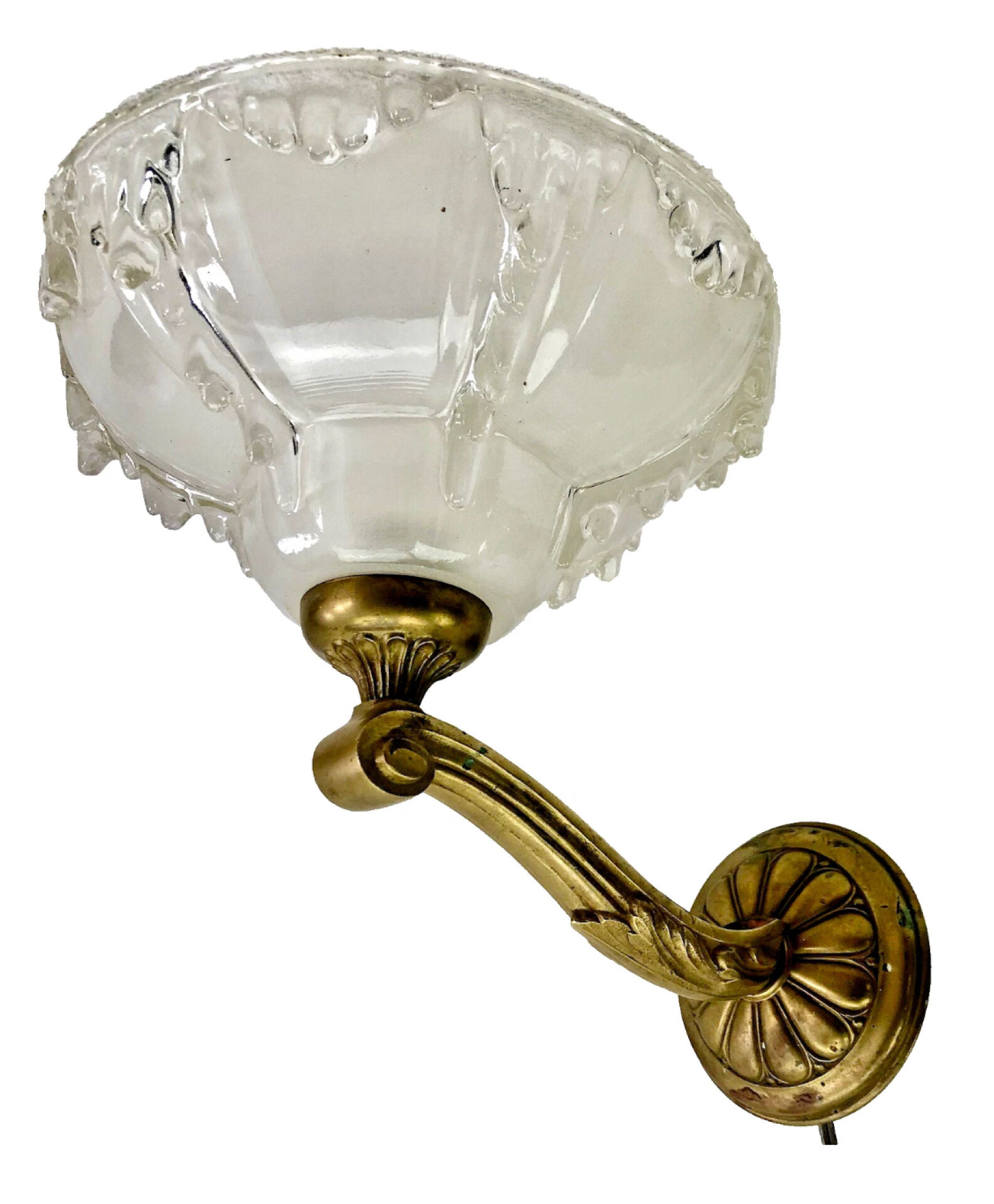 Ancienne applique bronze Art Déco 1930  vasque glaçons Ezan