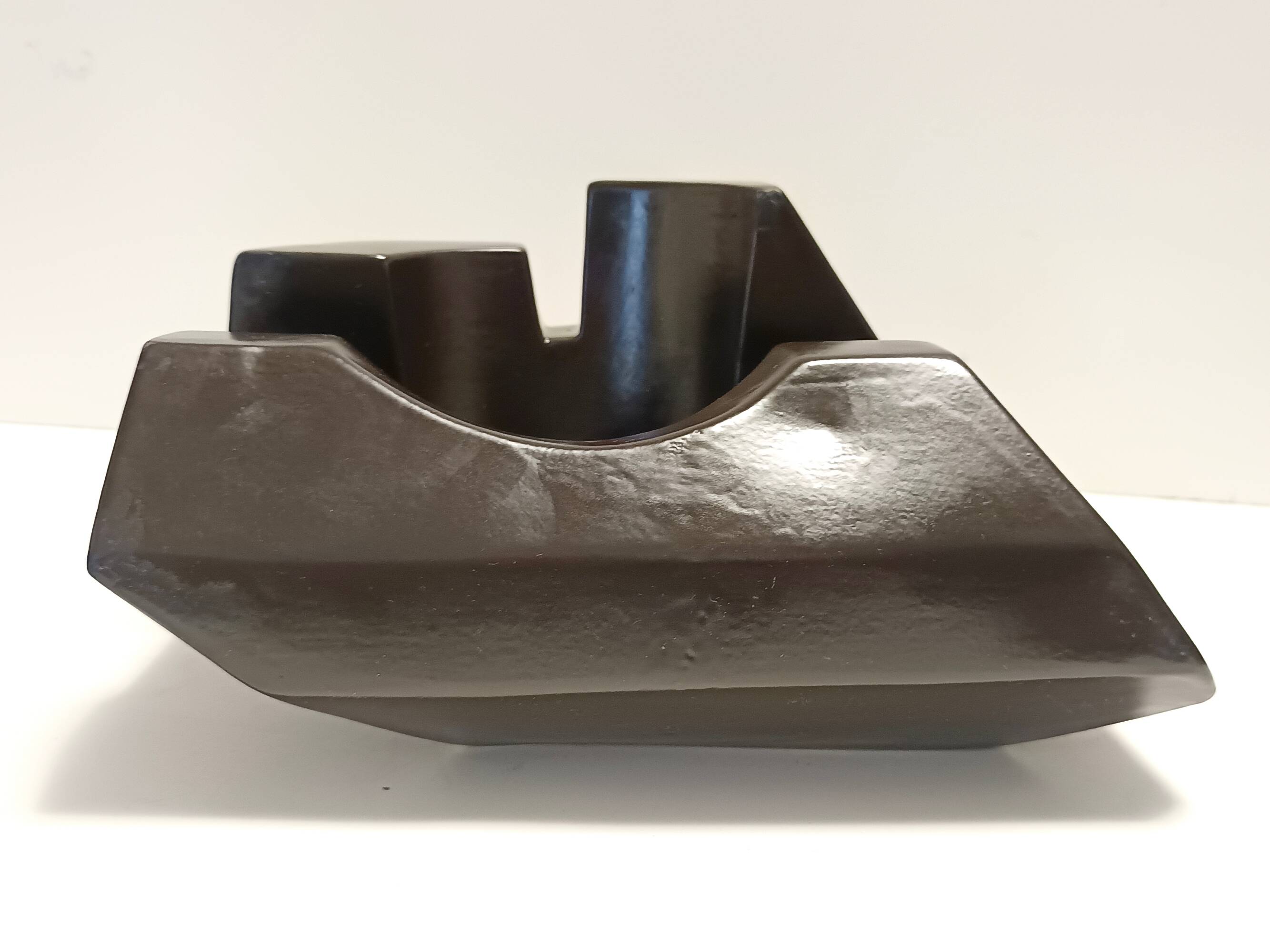 Brown Glazed Ceramic Trinket Bowl or Sculpture, Italy