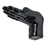 “Main” wall candle holders, black ceramic, France, 1980