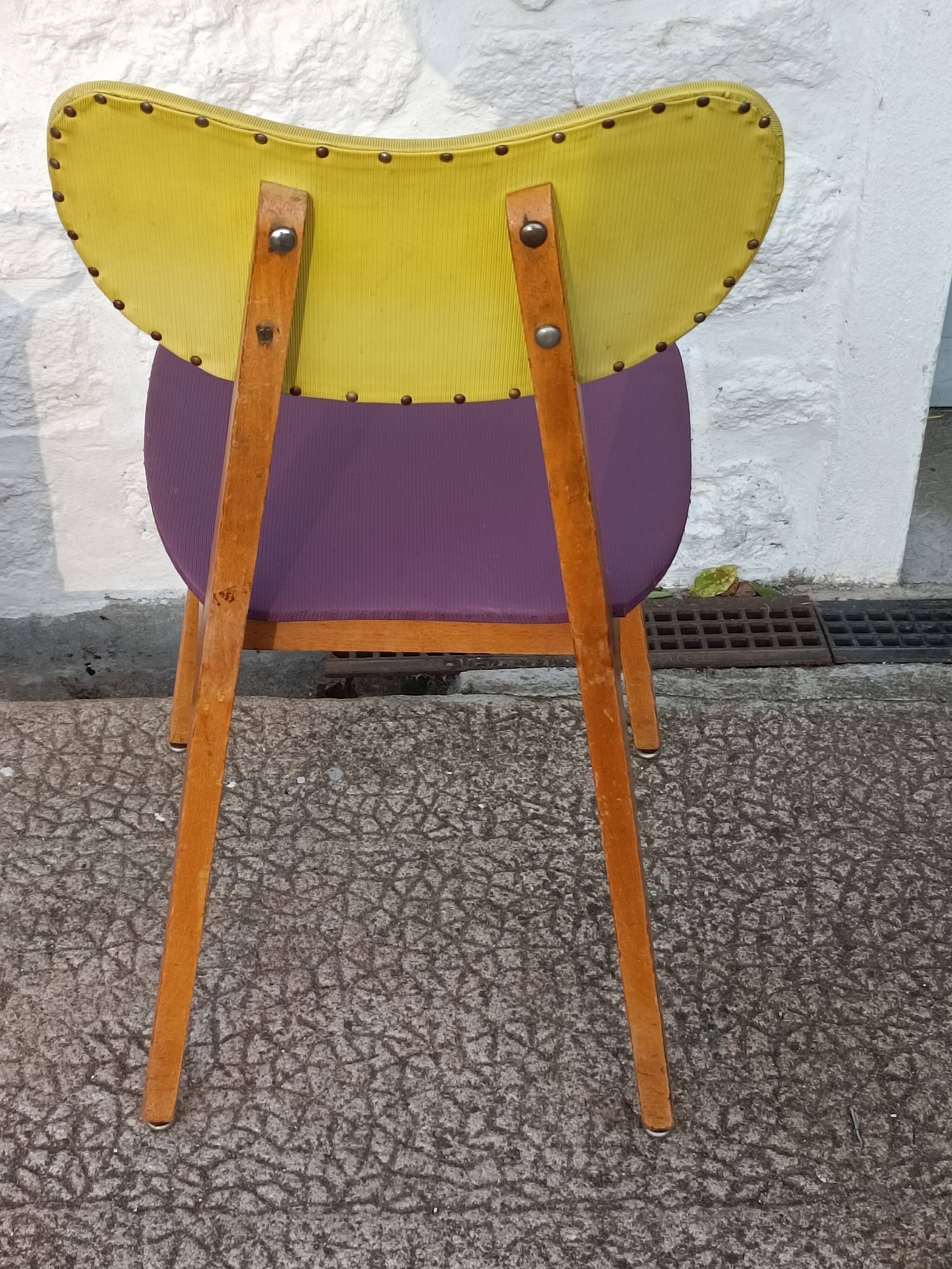 Set of 6 compass leg chairs – colored seats