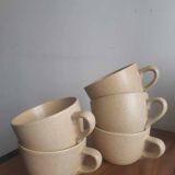 5 jolies tasses en grès vintage