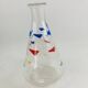 Vintage glass carafe 1960 Atomic boomerang decor blue red yellow