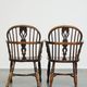 Set of 2 beautiful antique 18th-century English lowback Windsor dining chairs
