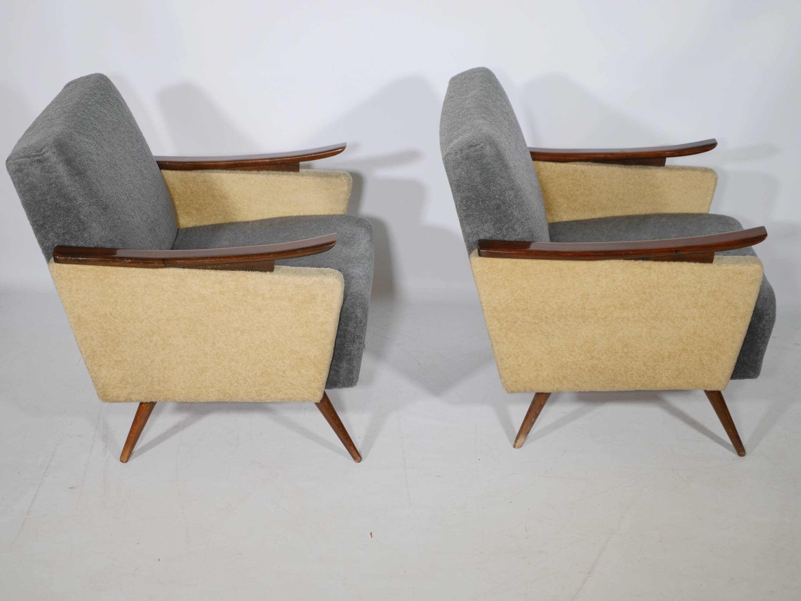 1950s-1960s French armchair set, vintage lounge chairs