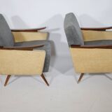 1950s-1960s French armchair set, vintage lounge chairs