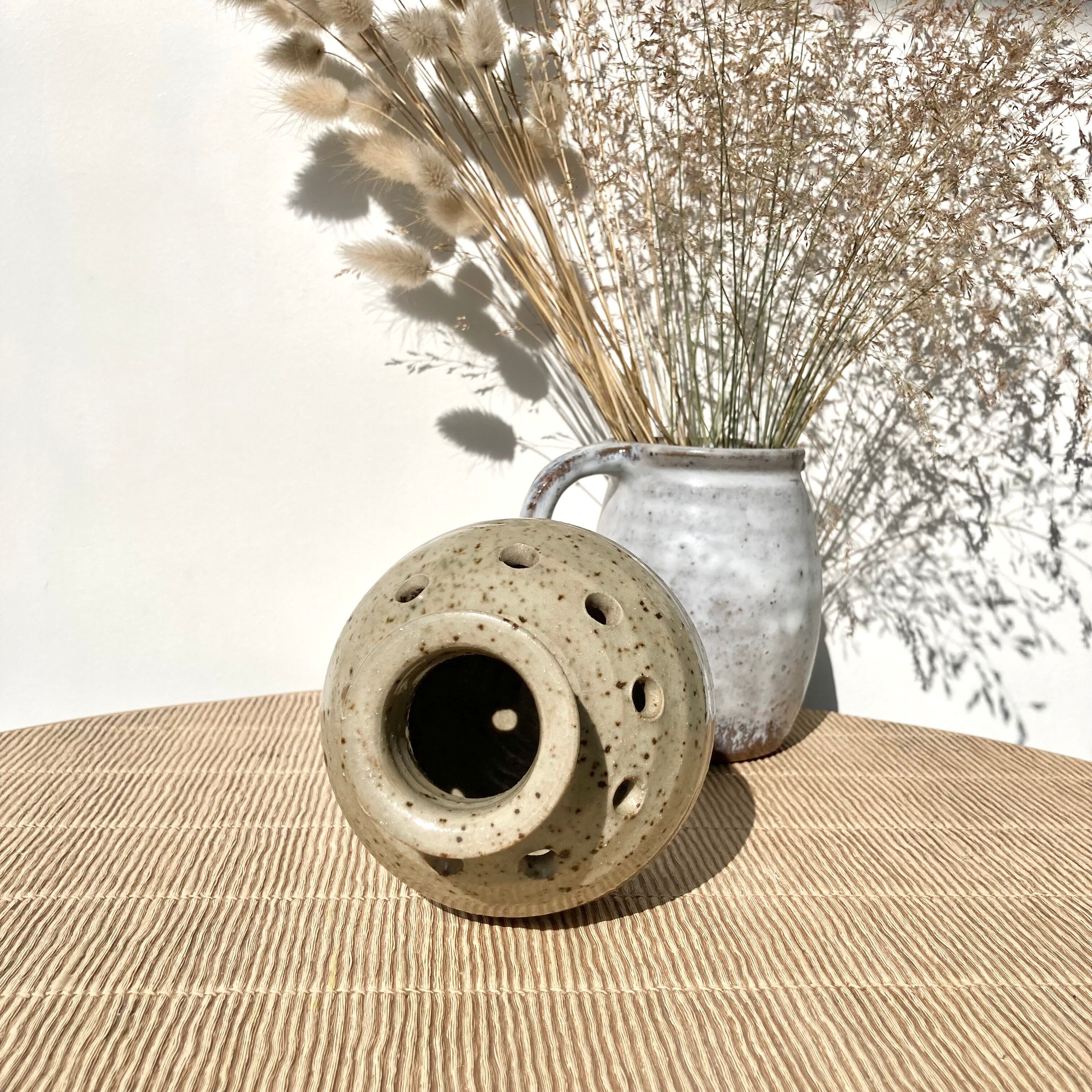 Stoneware flower spike ball vase