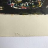 Yvette alde, flowers and birds, c 1950. lithograph signed in pencil