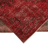 Hand-knotted persian overdyed 1970s 290 cm x 377 cm red wool carpet