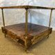 Aldo Tura side table in hazel brown tones with brass legs and bottom drawer