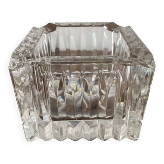 Square thick crystal ashtray from the 70s-80s.